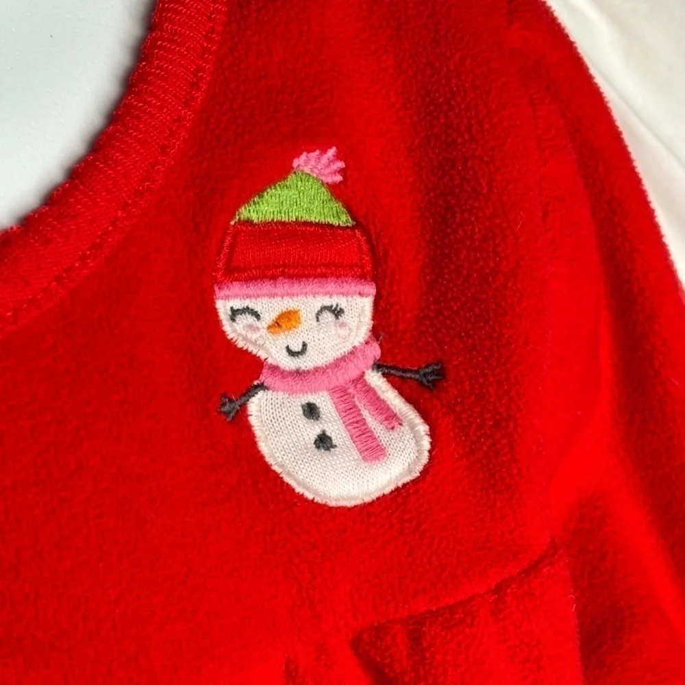 Carters‎ Girls Winter Nightgown Pajamas Size S Red Fleece Embroidered Snowman